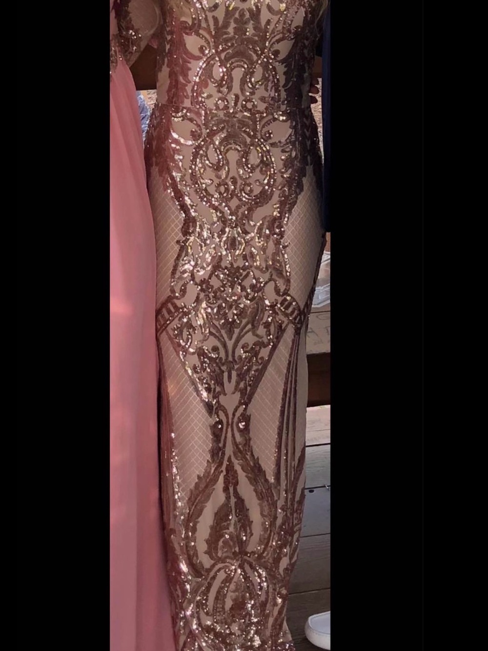 Adam Rose Gold Sequin Prom Gown